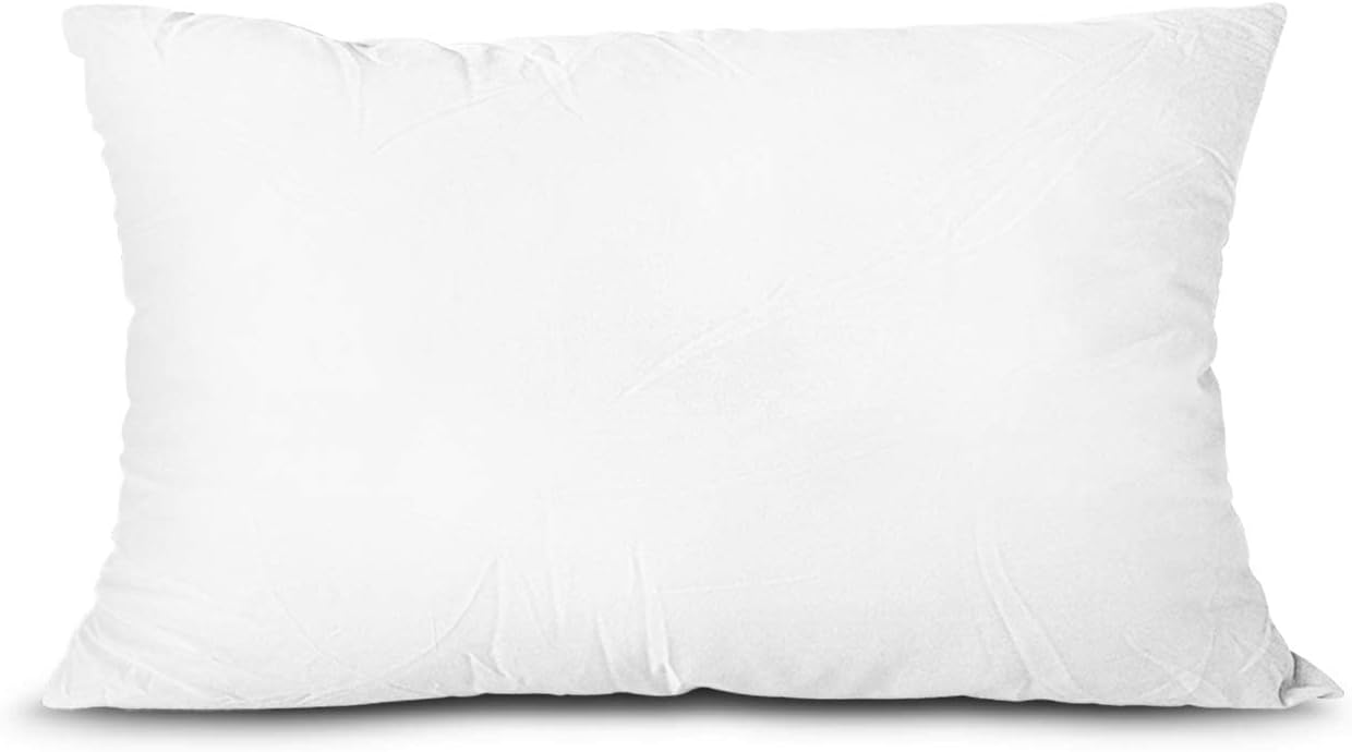 Throw Pillow Insert, Lightweight Soft Polyester Down Alternative Decorative Pillow, Sham Stuffer, Machine Washable. (White, 12x20)
