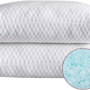 2 Pillows, Shredded Memory Foam Bed Pillows for Sleeping, with Washable Removable Cooling Hypoallergenic Sleep Pillow for Back and Side Sleeper, Queen (2-Pack)