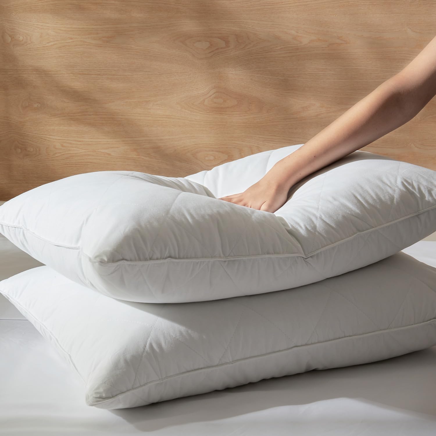 White Goose Feather Pillows Queen/Standard Size Set of 1- Soft 600 Thread Count 100% Cotton, Medium Firm,Soft Support, White Solid - Image 2