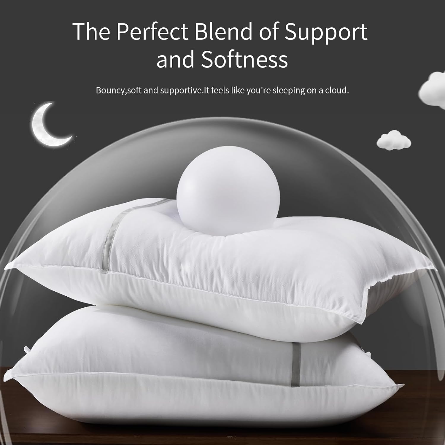 King Size Pillows Set of 2, Firm Hotel Pillows for Sleeping, Cooling Bed Pillows for Side & Back Sleepers, Down Alternative Filling, 20 x 34 Inches - Image 2