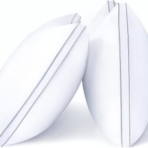 Pillows Queen Size Set of 2, Hotel Quality, Down Alternative Gusseted Bed Pillows for Side, Back, or Stomach Sleepers, White