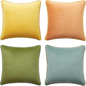 Decorative Throw pillow Cushion Cases, Set of 4 Soft Velvet Modern Double-Sided Designs, Mix and Match for Home Decor, Pillow Inserts Not Included (18x18 inch, Yellow/Green)
