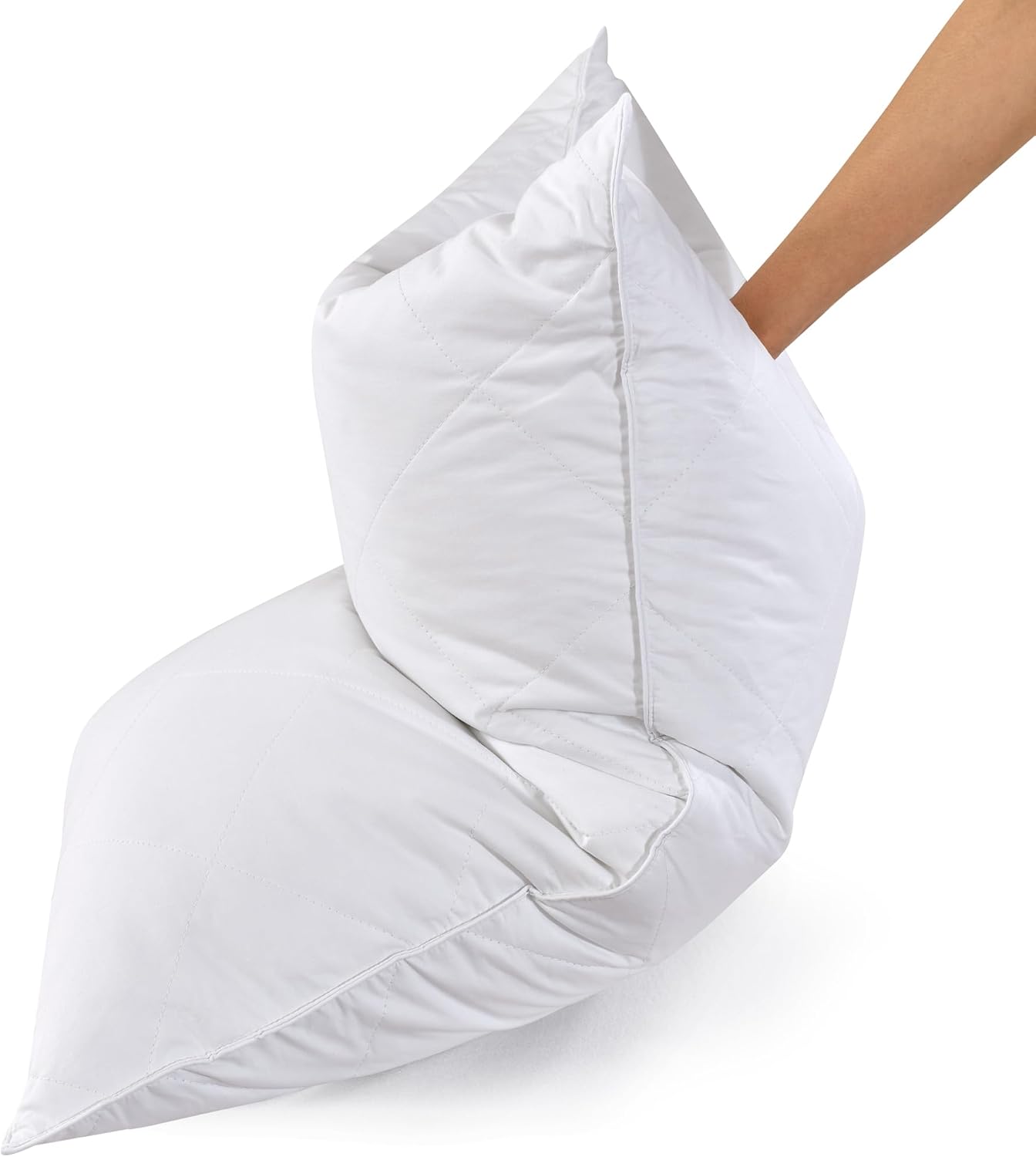 White Goose Feather Pillows Queen/Standard Size Set of 1- Soft 600 Thread Count 100% Cotton, Medium Firm,Soft Support, White Solid