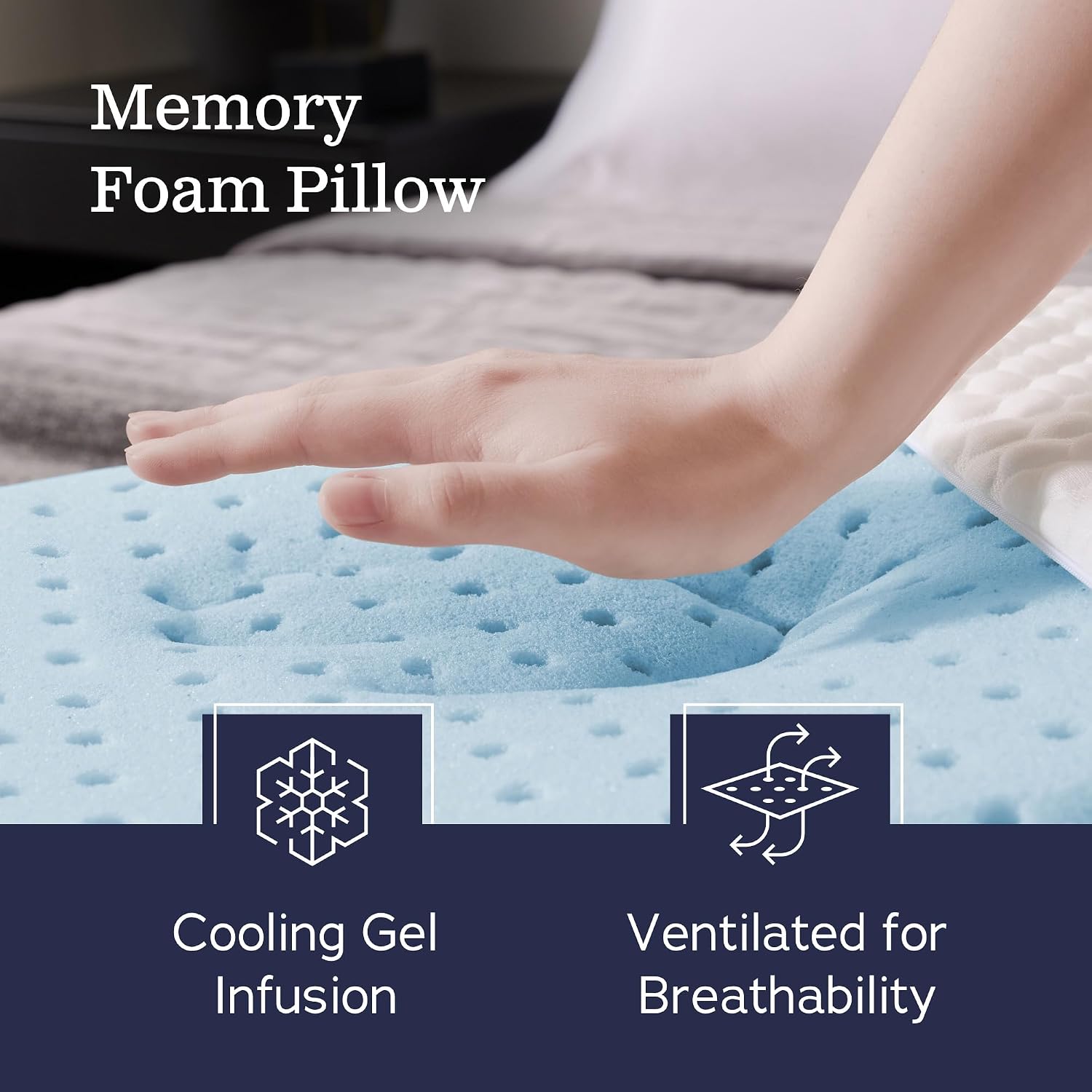 Gel Memory Foam Pillow - Standard Size - 1-Pack - Medium Plush Feel - Neck and Shoulder Support - Side, Stomach, and Back Sleepers - Home, Hotel, & Hospital Essentials - CertiPur Certified - Image 2
