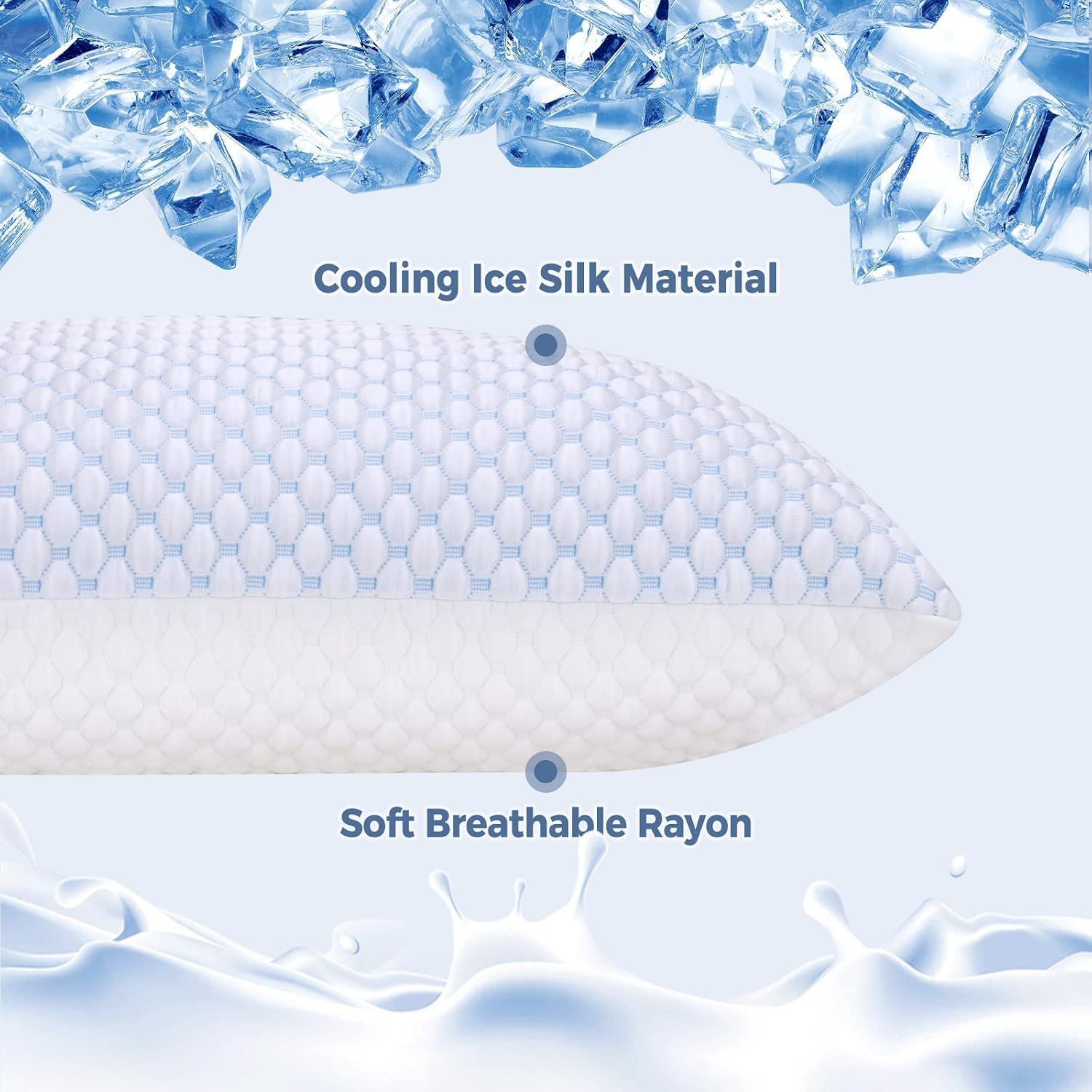 Cooling Adjustable Shredded Memory Foam Pillows Queen Size Set of 2 - Temperature-Regulating for All Sleepers with Dual Airflow Ventilation( & Hypoallergenic & Machine Washable) - Image 2