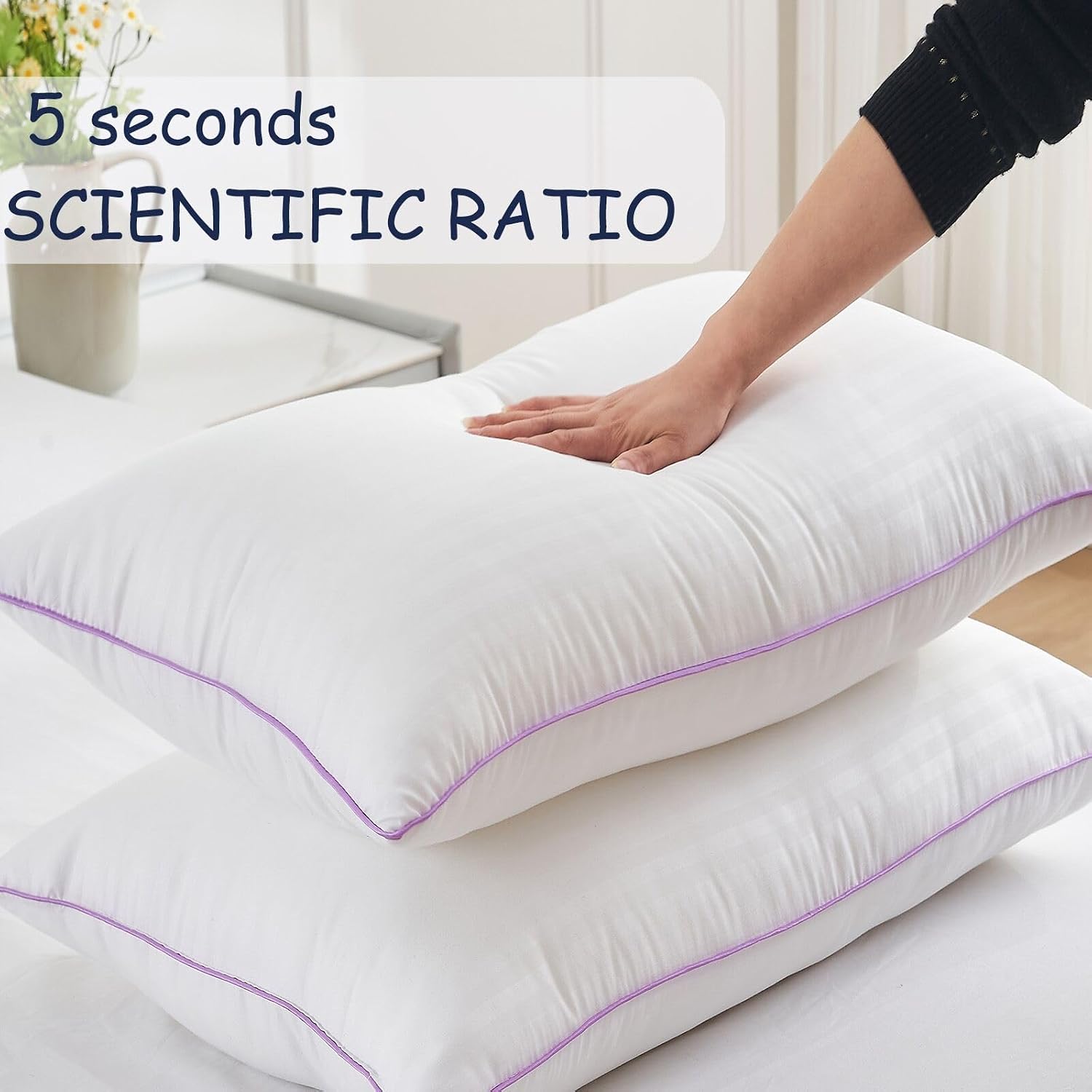 Pillows Queen Size Set of 2,Breathable Hotel Collection Bed Pillows for Sleeping Medium Soft Down Alternative Microfiber Filled,20 x 30 Inches - Image 2