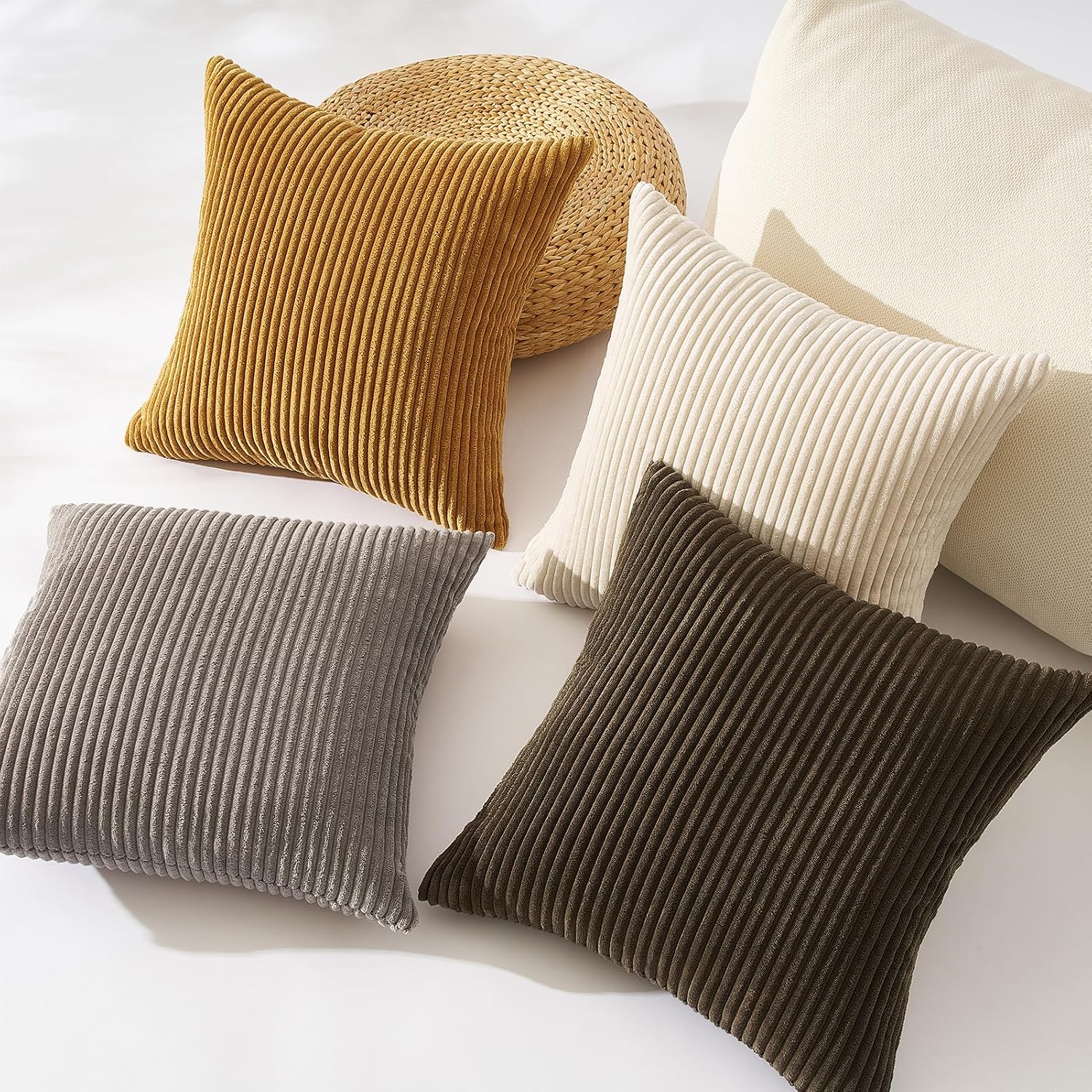 Decorative Brown Throw pillow Cushion Cases, Set of 4 Soft Velvet Modern Double-Sided Designs, Rustic Fall Home Decor, Pillow Inserts Not Included 18x18 inch - Image 2