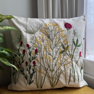 Field of Blooms Embroidered Pillow Cover