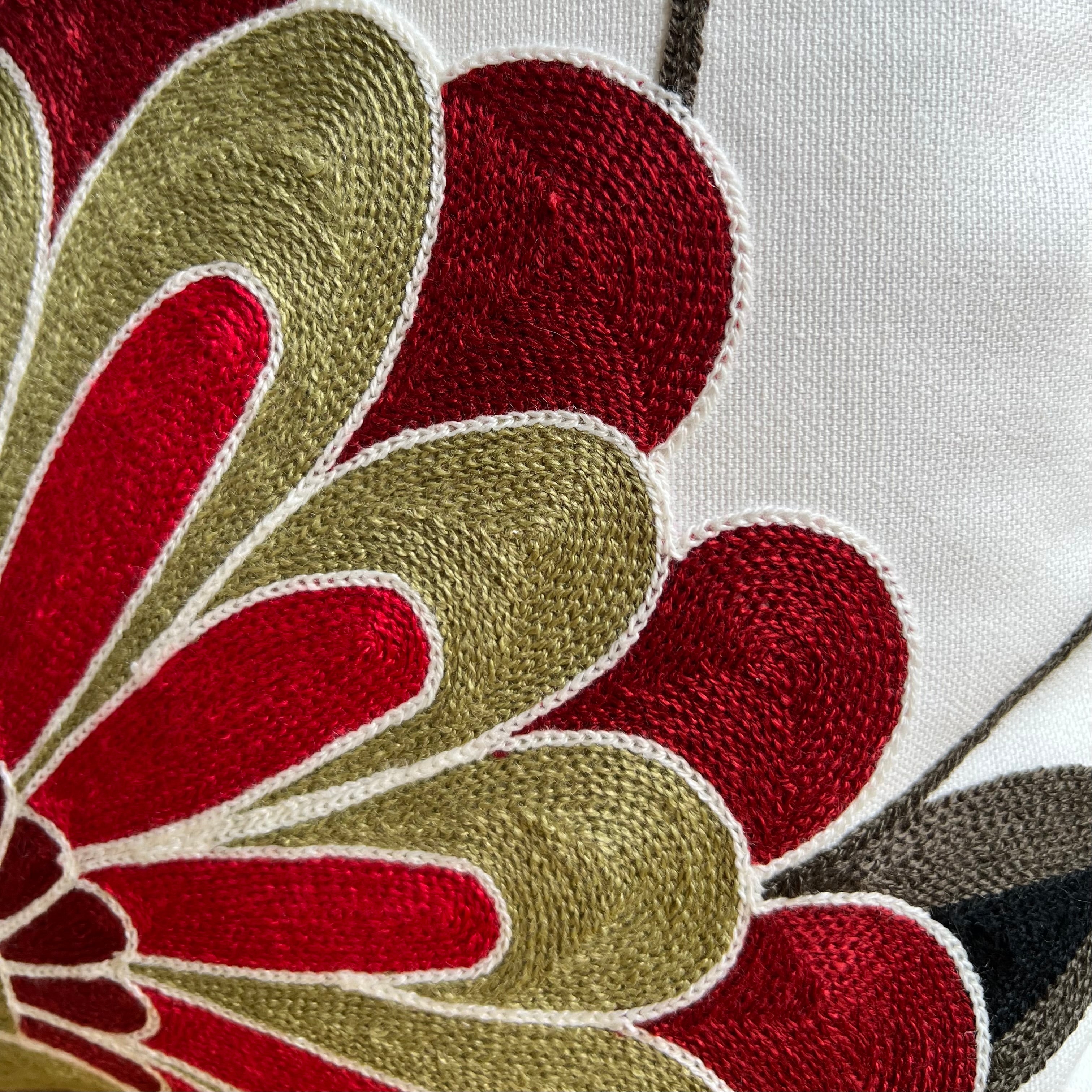 Folk Blooms Embroidered Throw Pillow Cover - Image 2