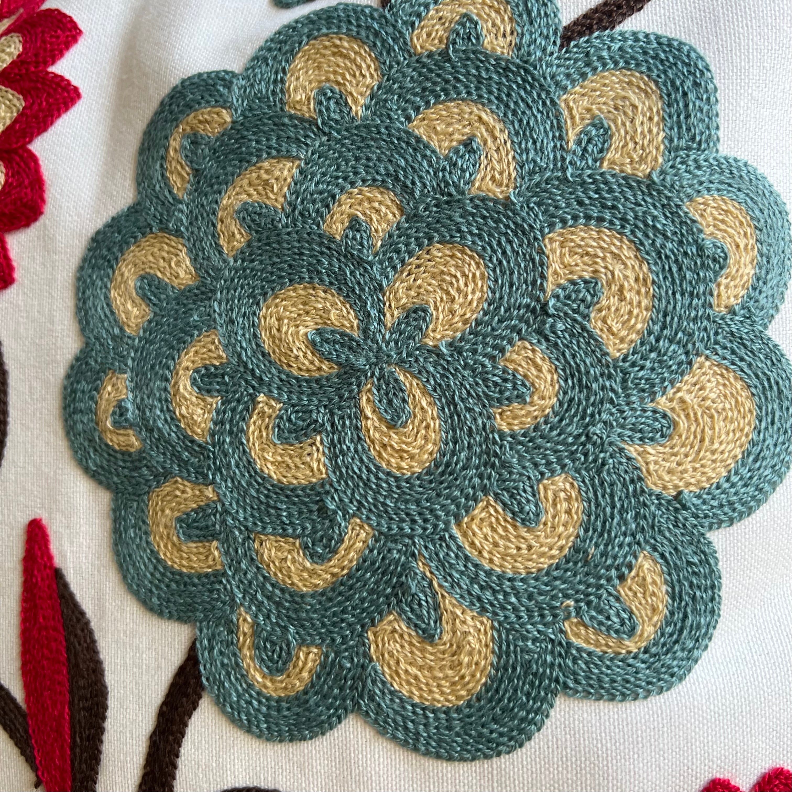 Folk Garden Embroidered Throw Pillow Cover - Image 2