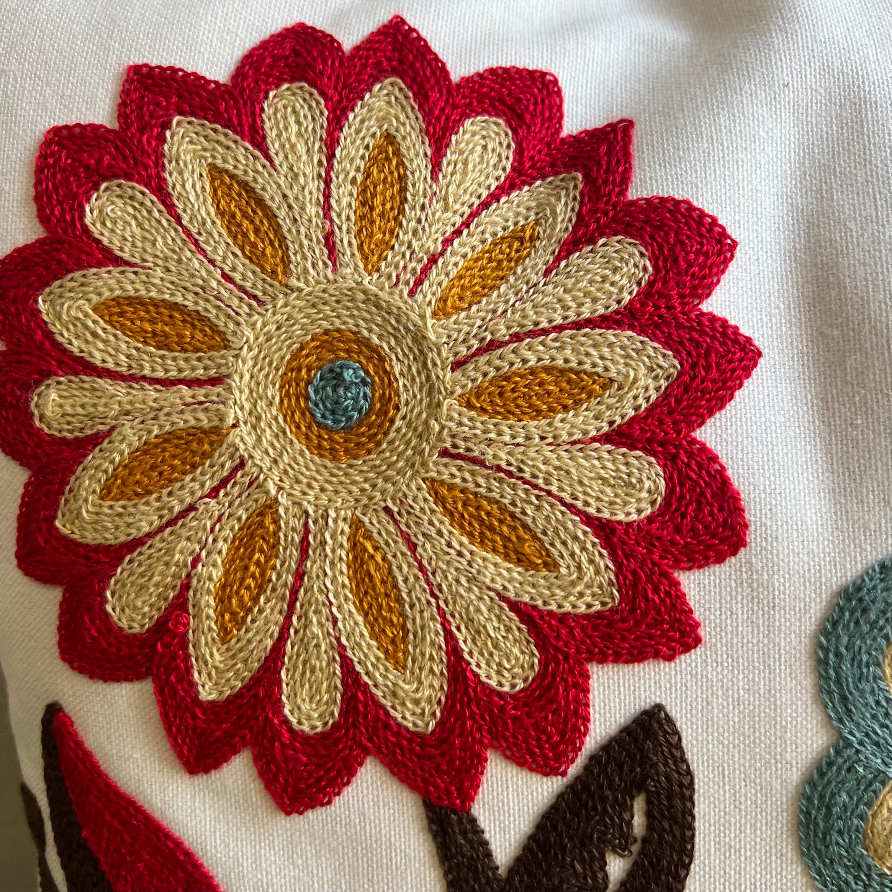 Folk Garden Embroidered Throw Pillow Cover - Image 3