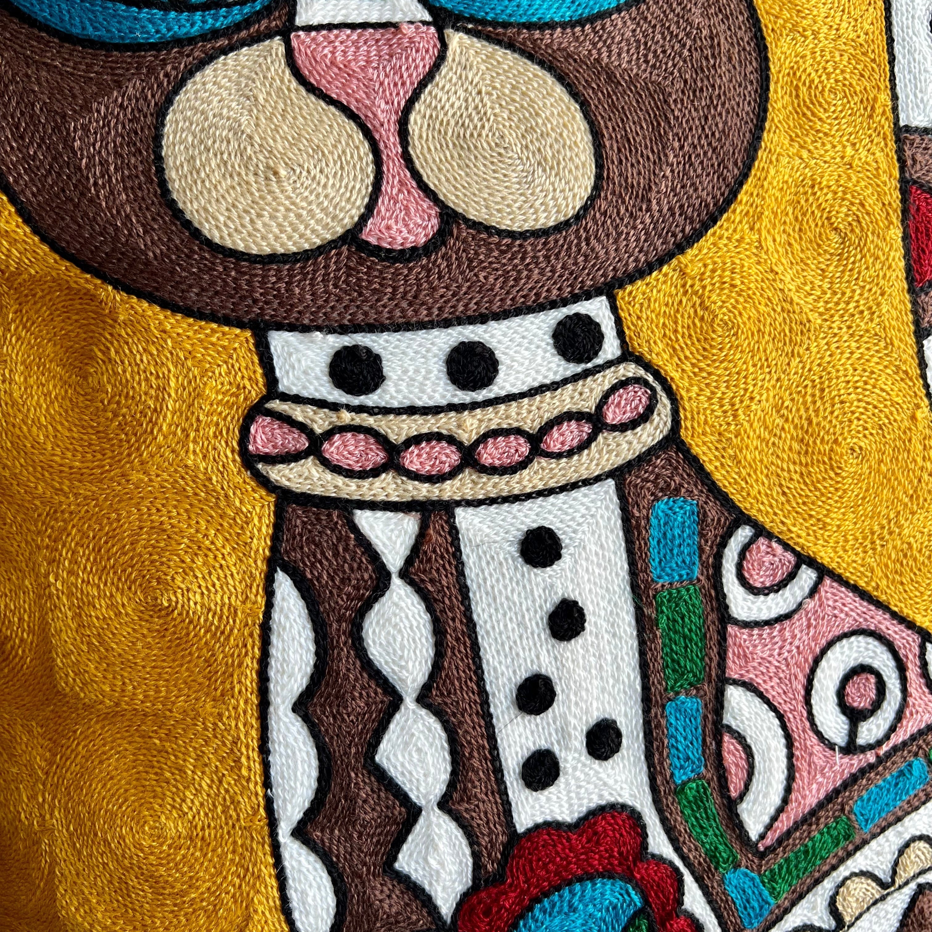 Gold Abstract Art Inspired Cat | Embroidered Pillow Cover - Image 4