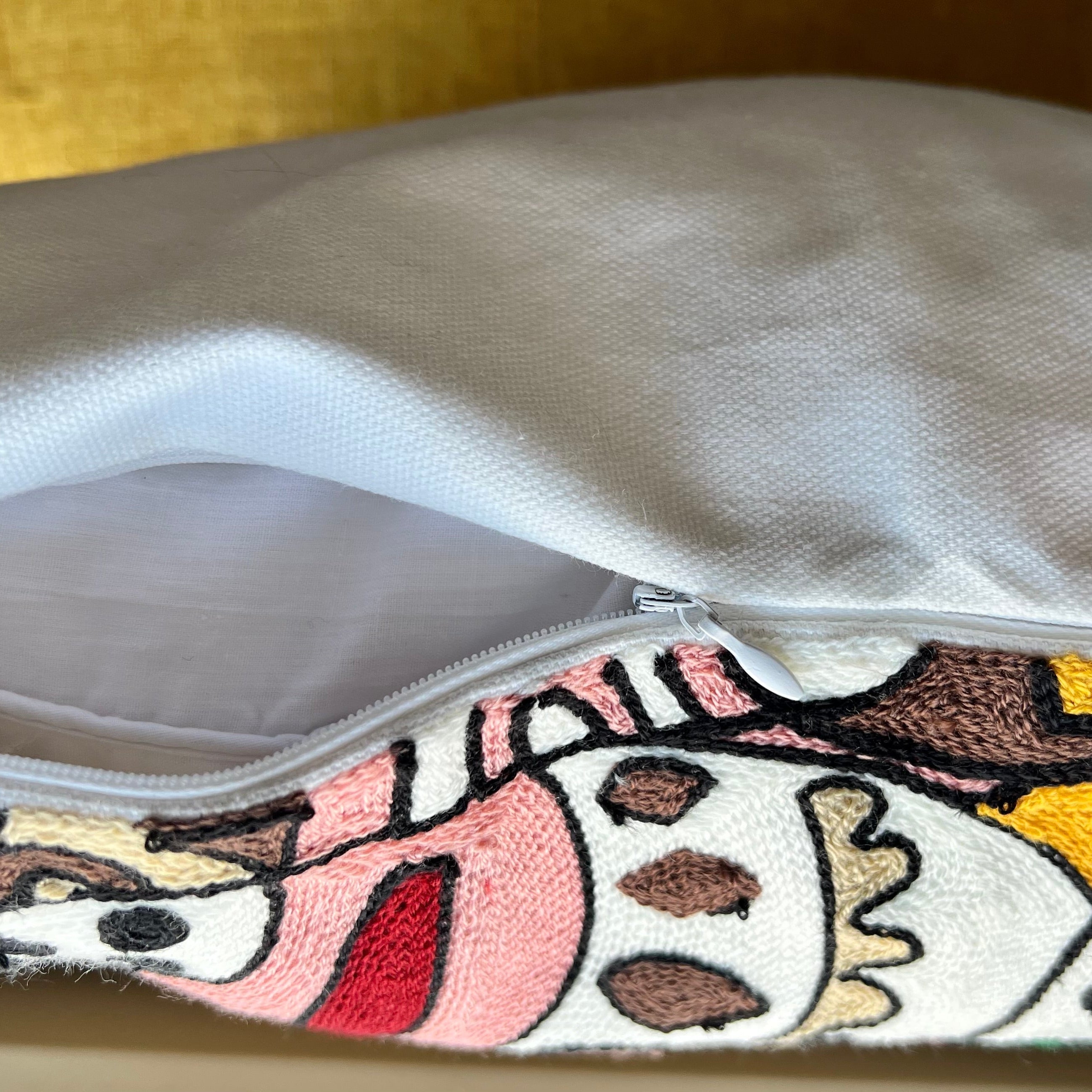 Gold Abstract Art Inspired Cat | Embroidered Pillow Cover - Image 5