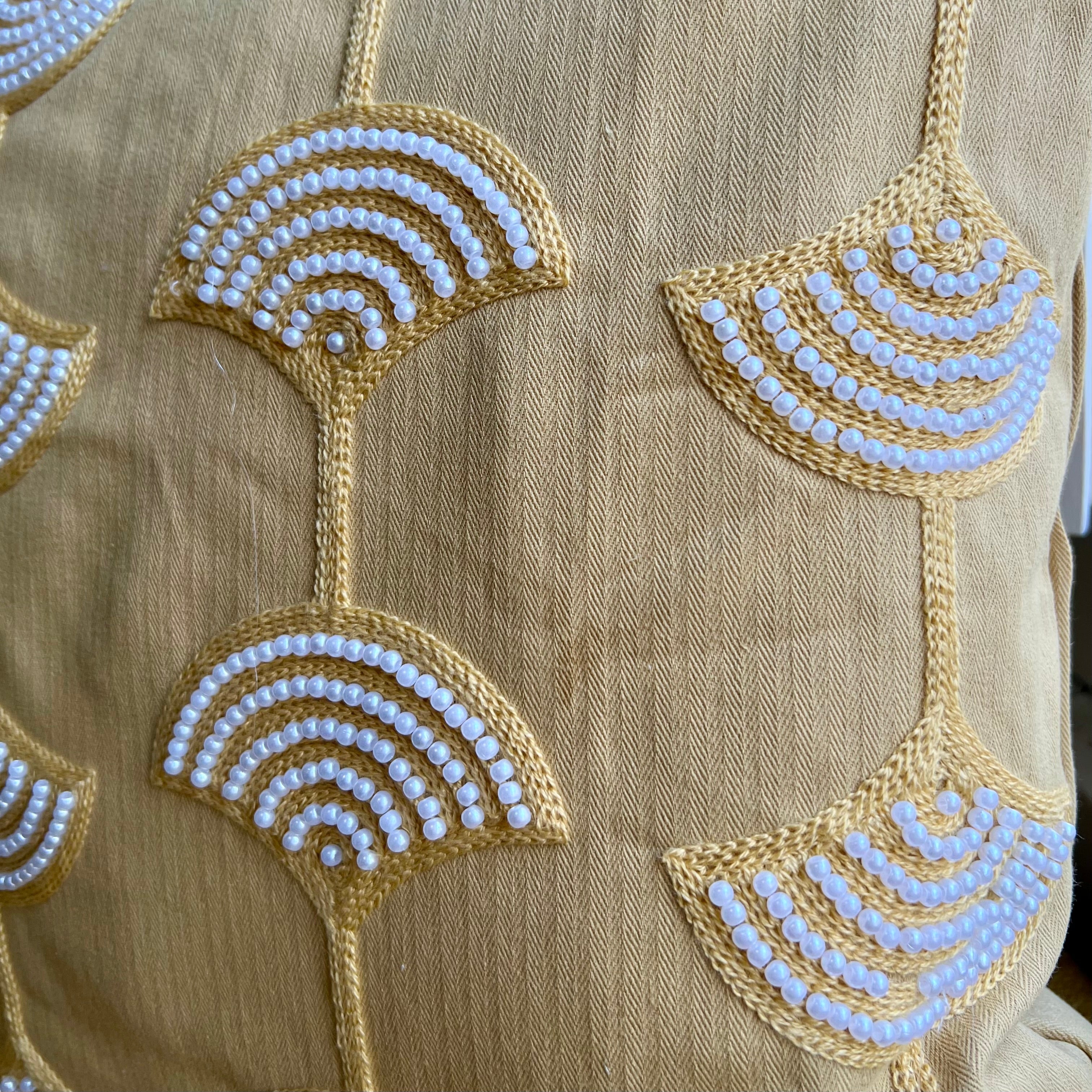 Goldenrod Pearl Scallop Tassel Pillow Cover - Image 2