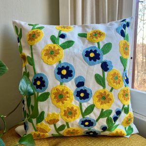 Meadow Flowers Embroidered Throw Pillow Cover