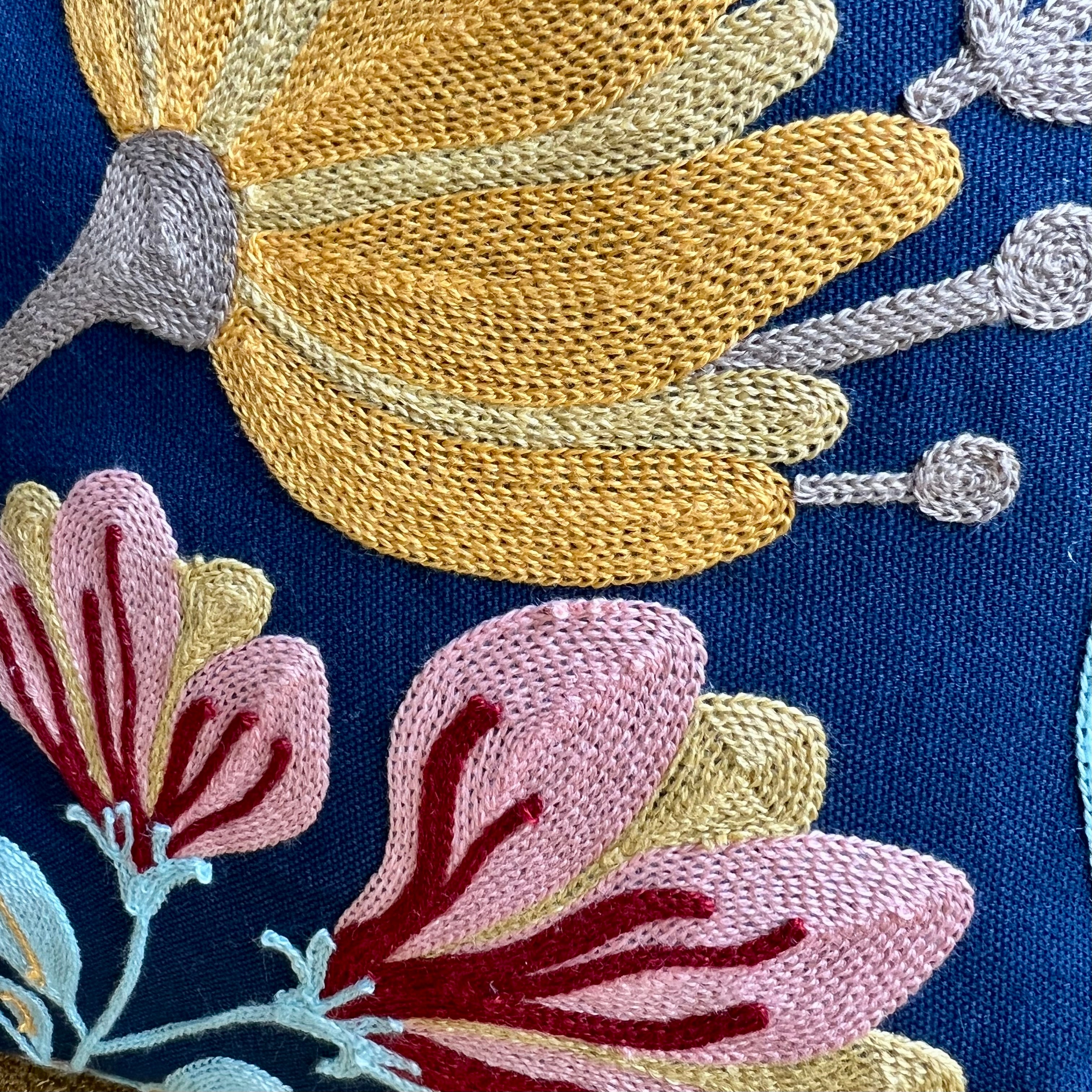 Midnight Gardens Embroidered Throw Pillow Cover - Image 3