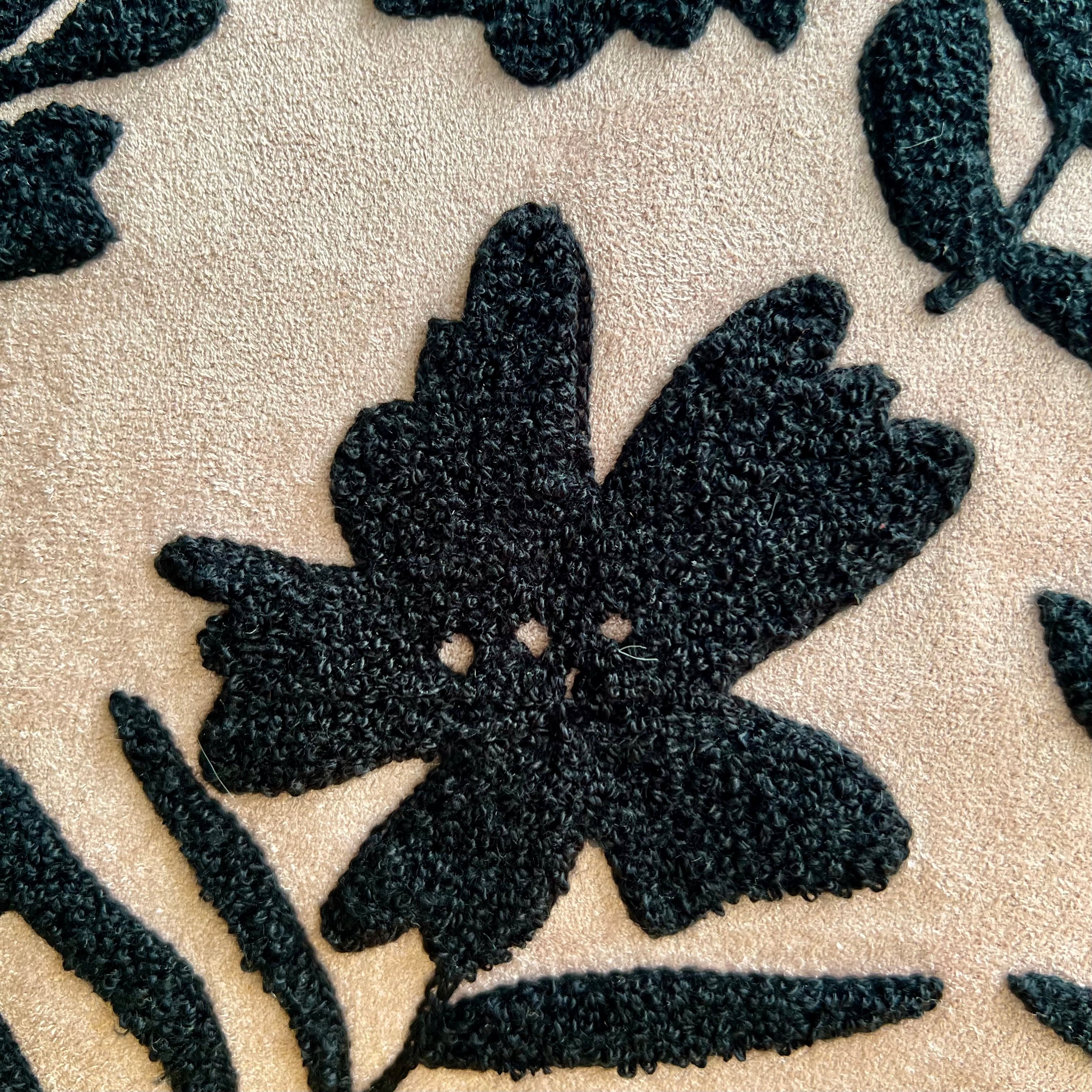 Pink and Black Floral Embroidered Pillow Cover - Image 3