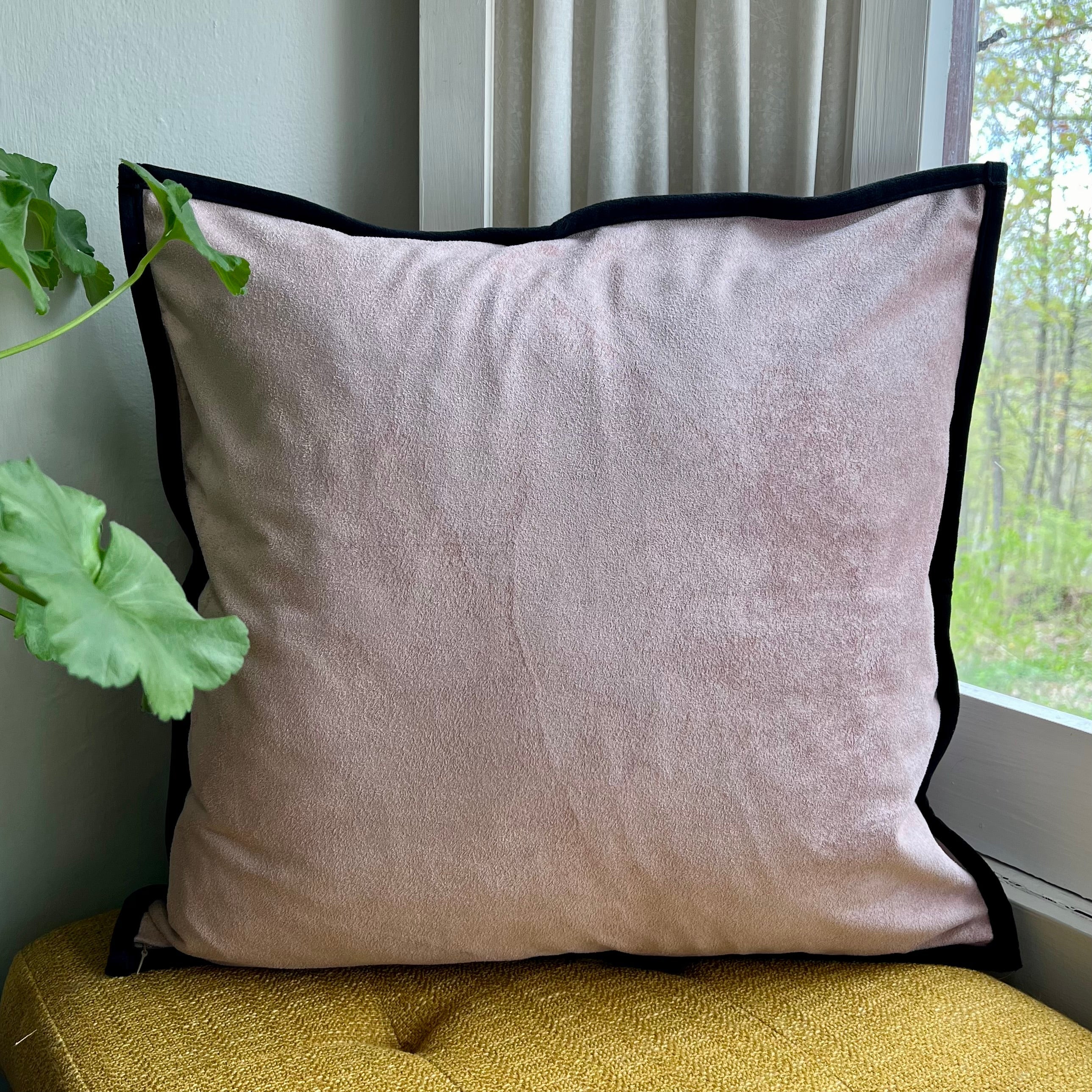 Pink and Black Floral Embroidered Pillow Cover - Image 4
