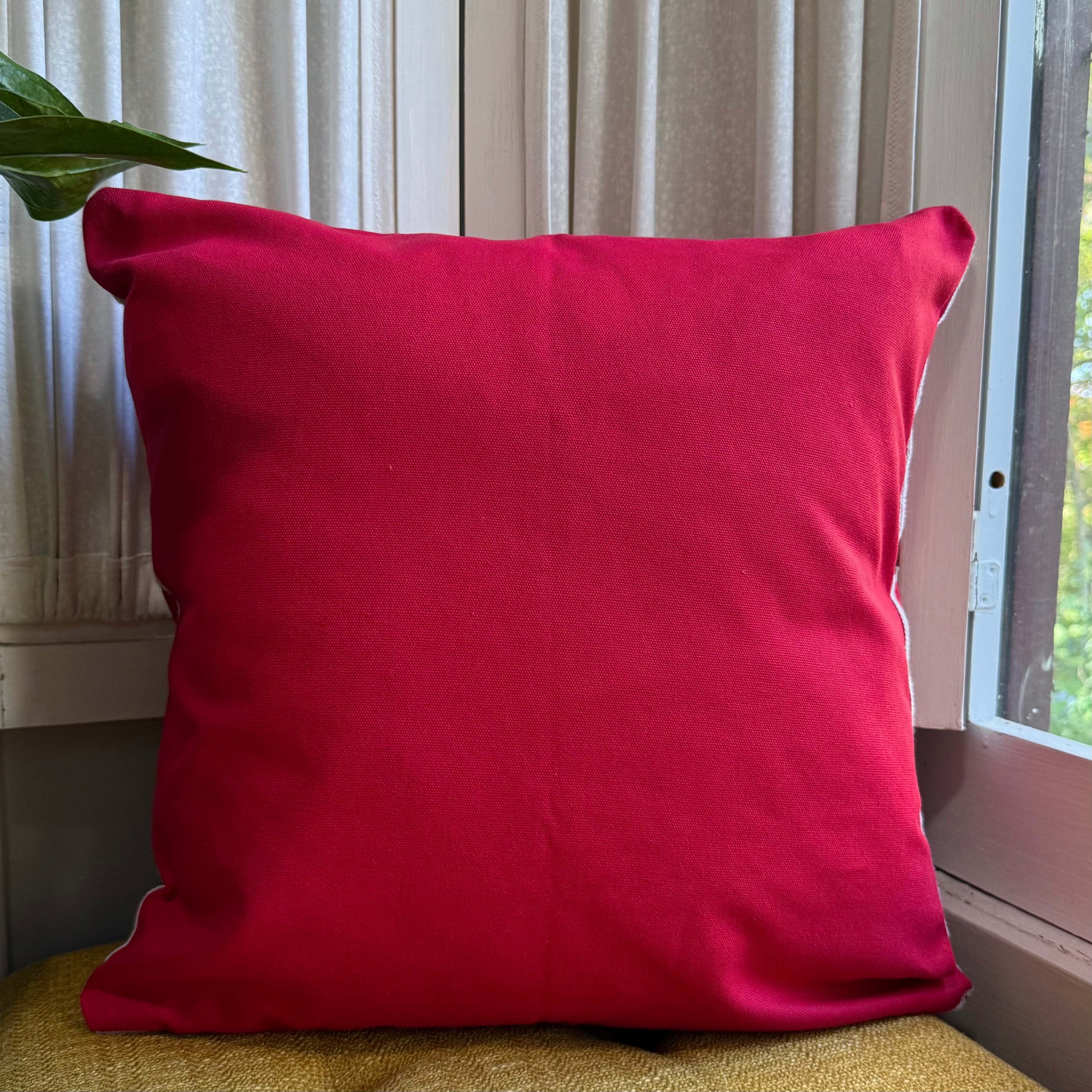 Red Snowflake Embroidered Pillow Cover - Image 5