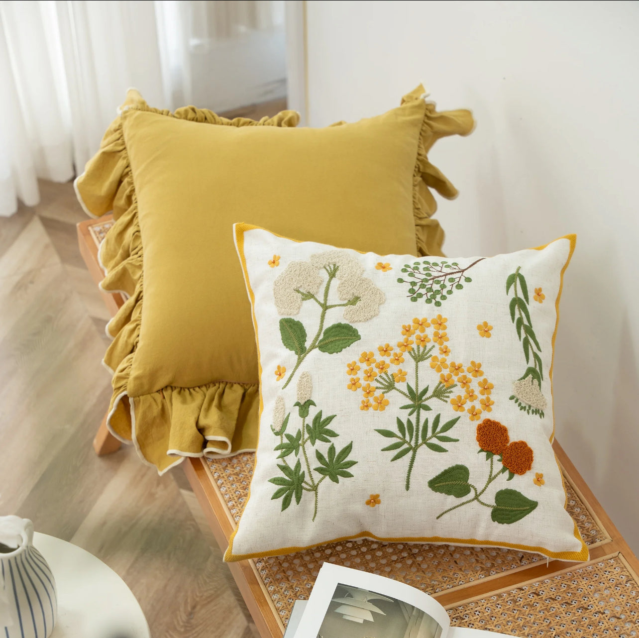 Wildflower Embroidered Pillow Cover - Image 8